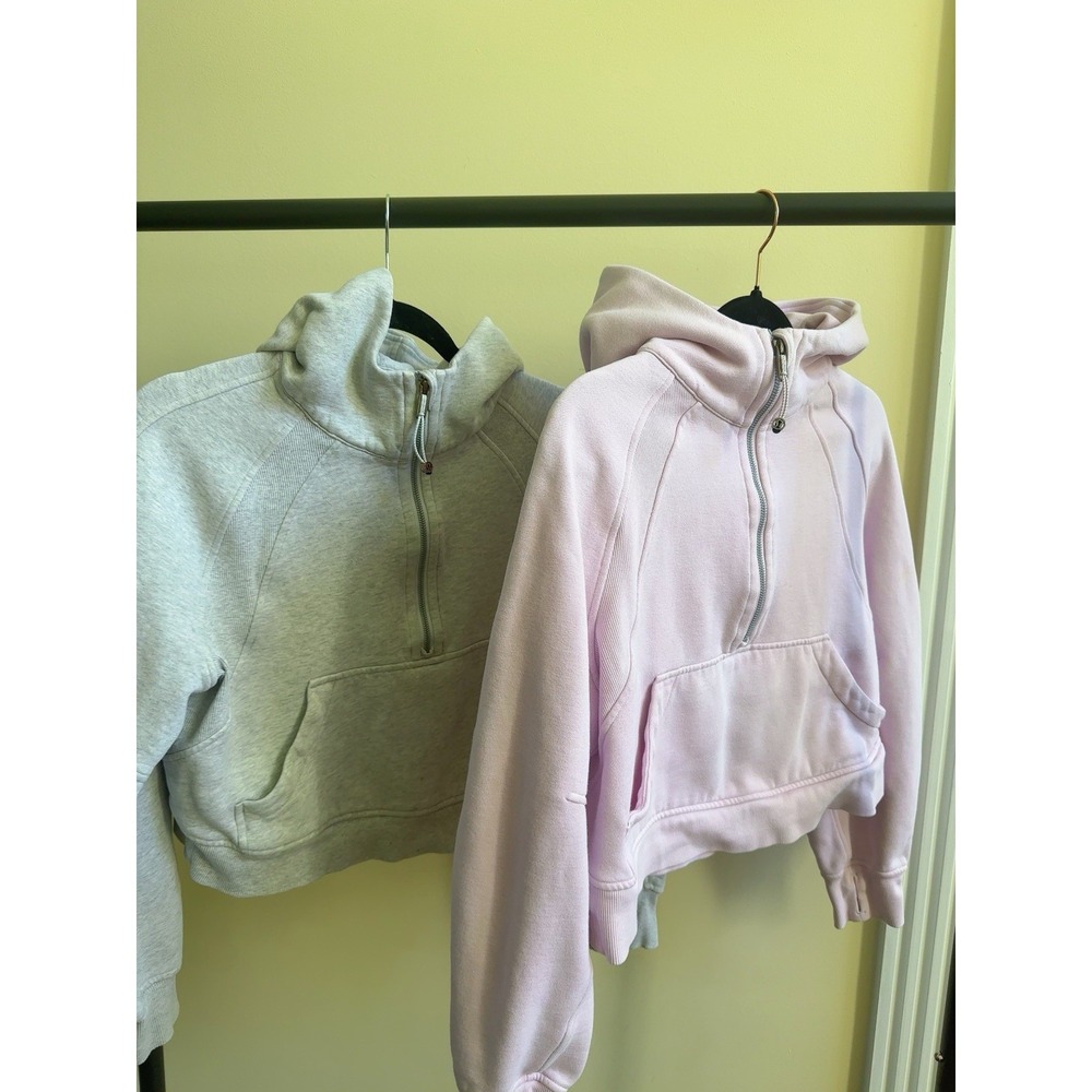 Lululemon Scuba Half Zip Hoodie Lot 2 XS/S Pink Gray Oversized Cropped Pullover